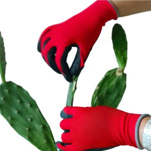 Women's Nitrile Gloves Anti-Smash Anti-Static Anti-Vibration Anti-Slip Waterproof Touchscreen Floral Design for Garden H