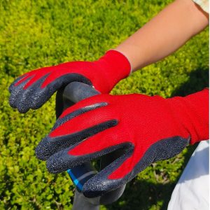 Anti-Skid Waterproof Work Gloves with Latex-Coated Polyester Needle-Resistant for Gardening