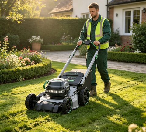 Professional-grade Cordless Lawn Mower DC Brushless Motor Aluminum Chassis Anti-Slip Deck Antistall Feature Folding Hand