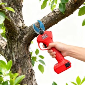 High Power Brushless Electric Pruning Hand Shears Alloy Steel Blade Plastic Handle Right-Handed Orange Color High Branch