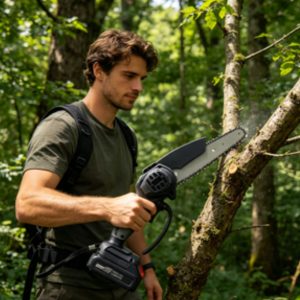 High Quality 21V 5.2Ah 8-Inch Lithium Battery 800W Mini Electric Chainsaw Single Hand Garden Pruning Tool 4 Hours Endura