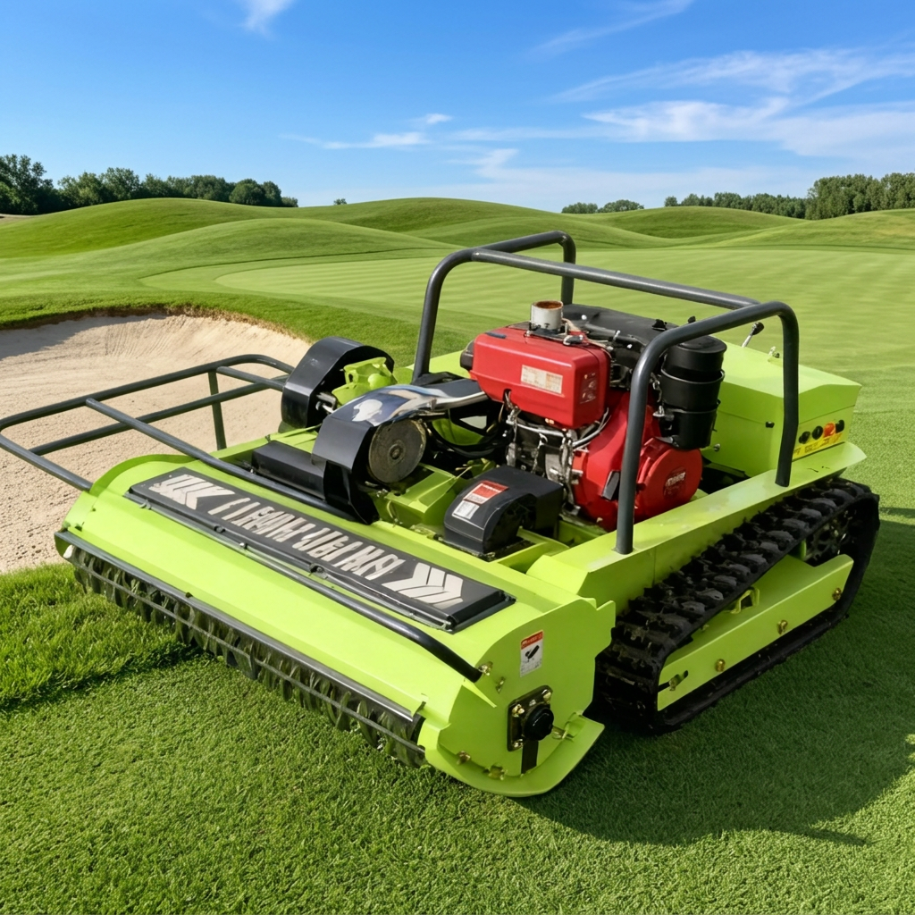Industrial Grade 1000mm Diesel-Powered Robot Crawler-type Lawn Mower Remote Control Cylinder Blade Mulching Grass Dispos