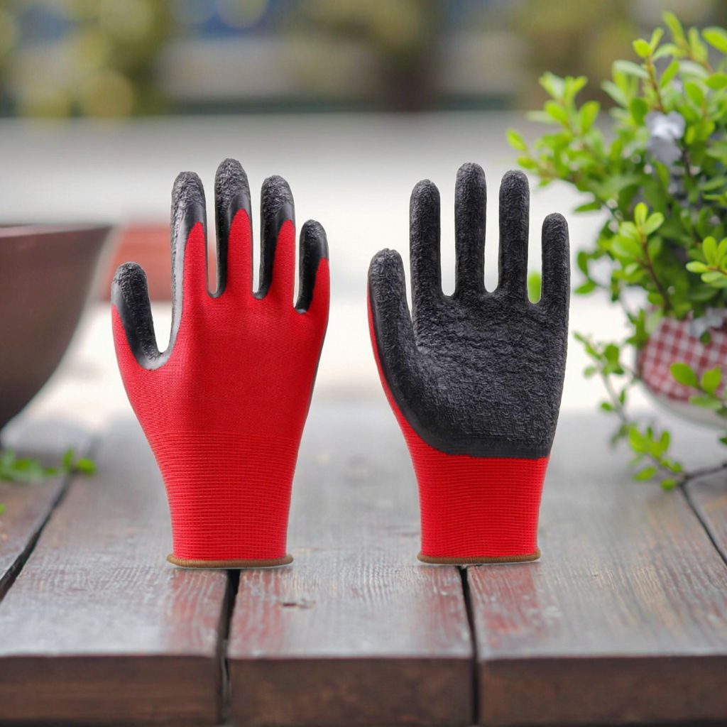 Nylon Red Gloves Kids Nitrile Latex Waterproof Anti-Vibration Thorn-Free Protective Gear Touch Screen Compatible Working